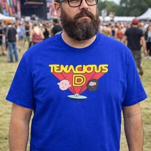 Tenacious D Post-Apocalypto T-Shirt UFO Graphic Band Merch Tee Jack Black Band